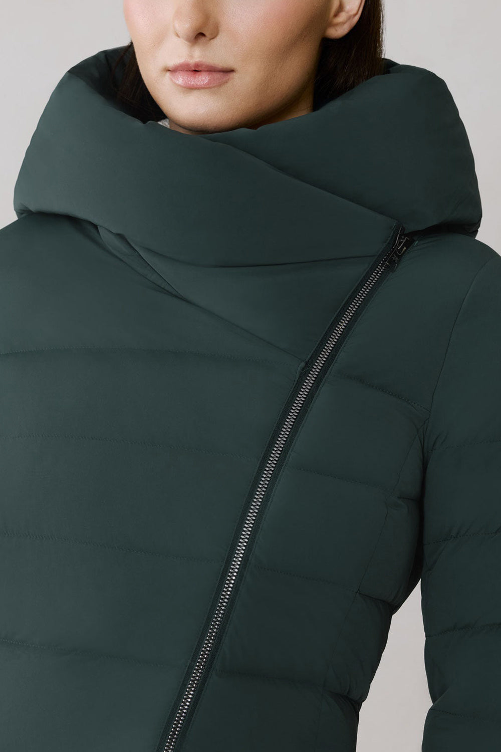 Judie Teal Midi Down Coat by Soia & Kyo | La petite garçonne collar model