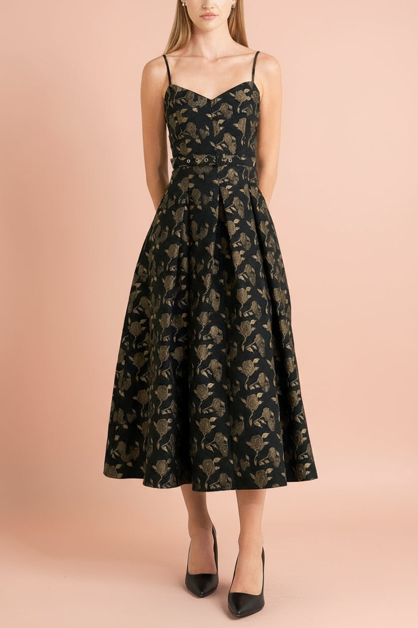 Kailany Floral Dress with Belt and Pockets | Boutique 1861 model