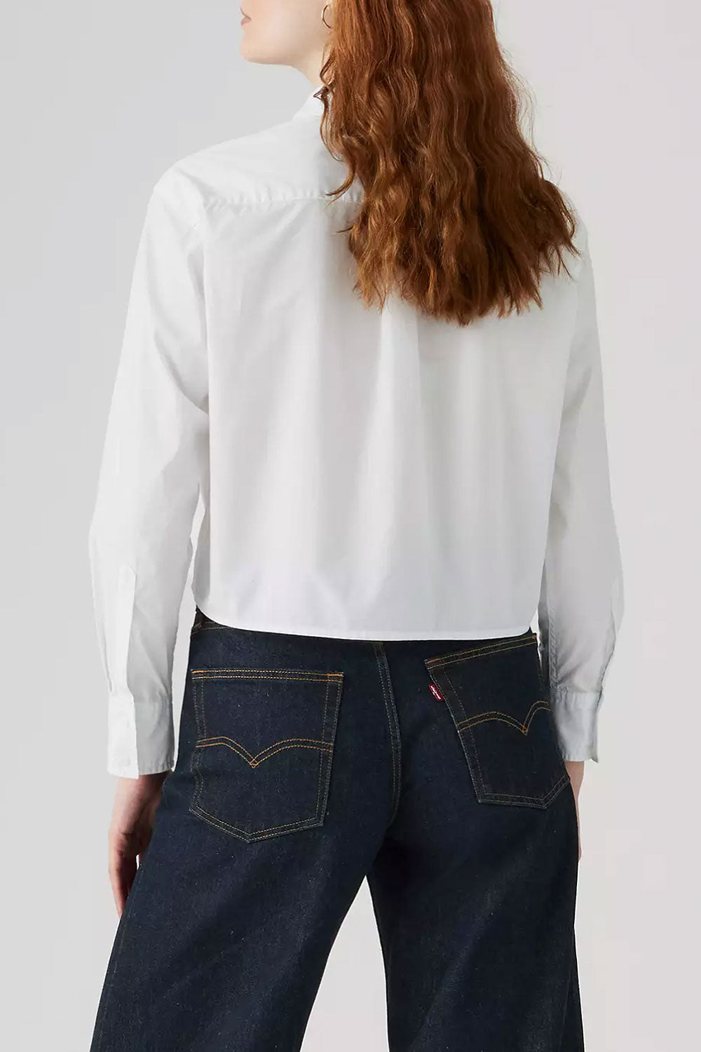 Woman wearing Kasoa White Shirt with Floral Lace from La petite garçonne back