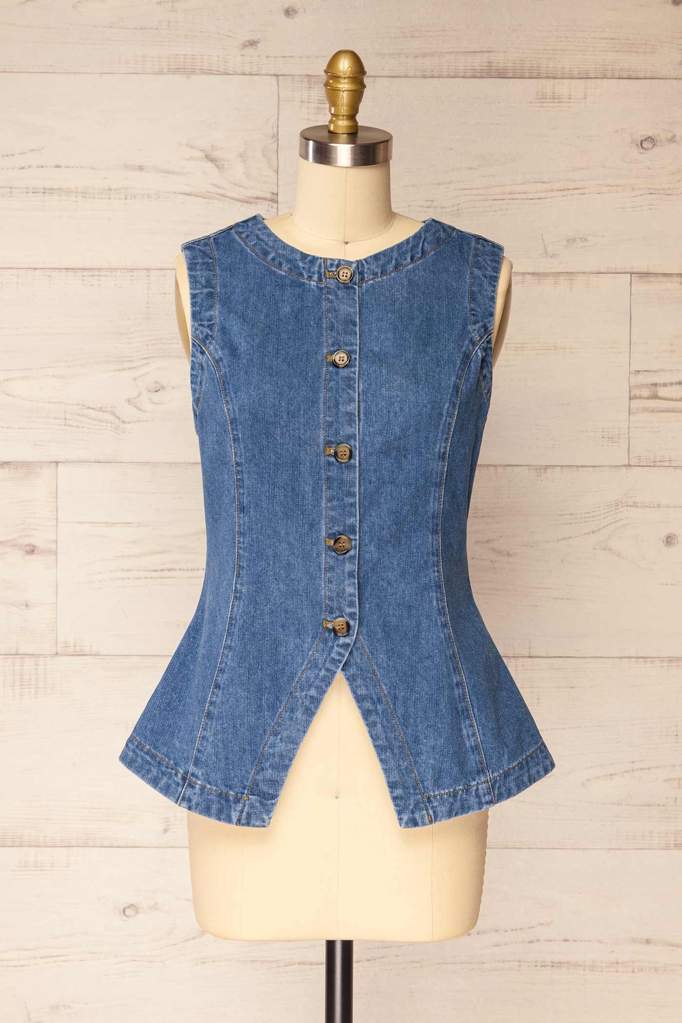 Konark Sleeveless Denim Top | La petite garçonne front