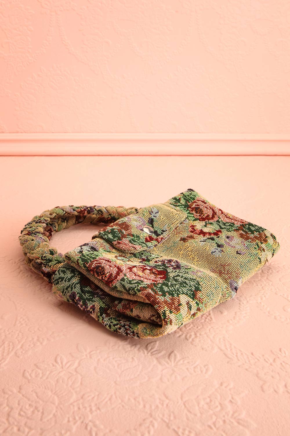 Lazaria Beige Foldable Tote Bag with Floral Pattern | Boutique 1861 folded