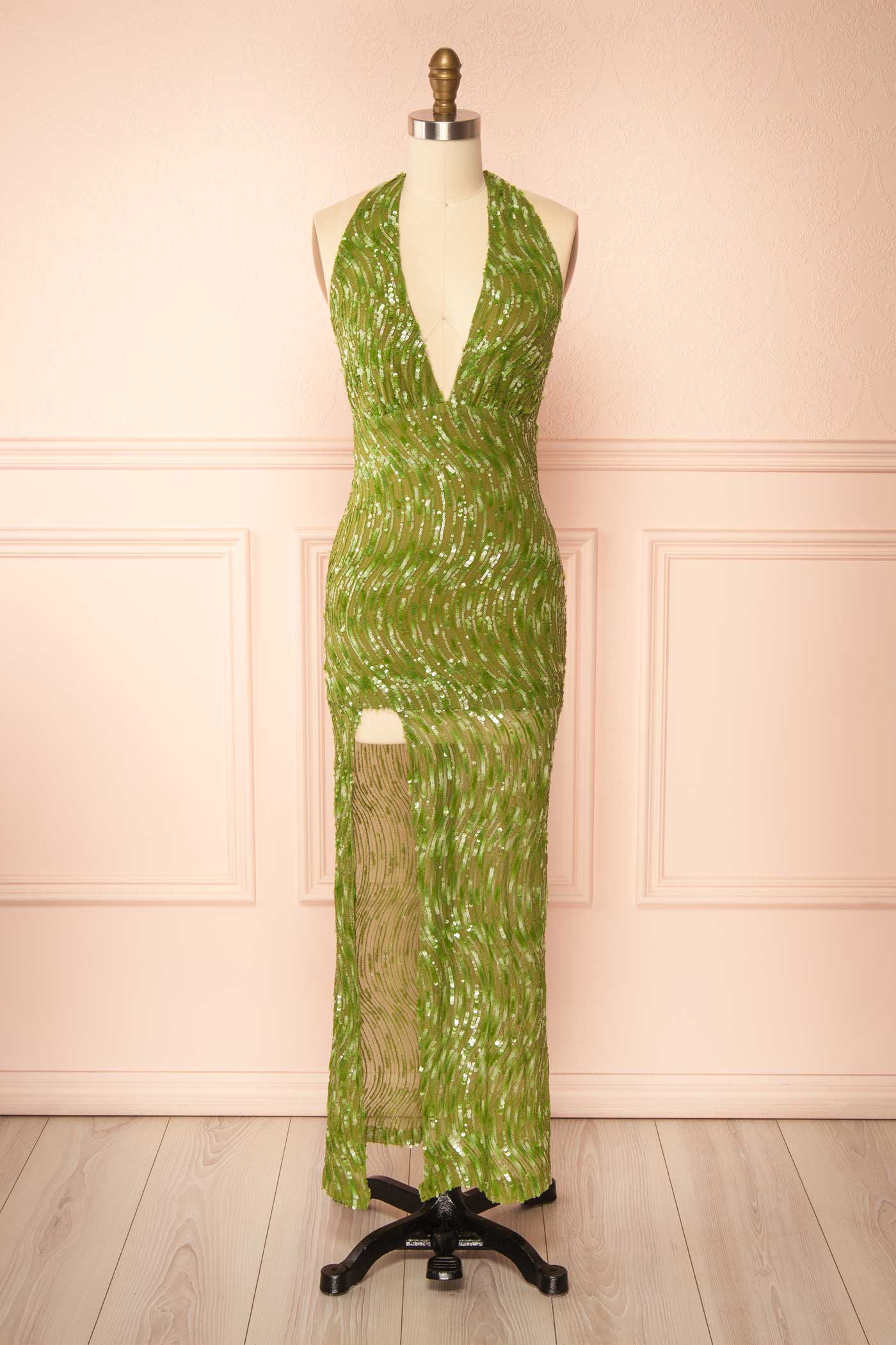 Laizelle Green Maxi Dress with Sequins | Boutique 1861 front view