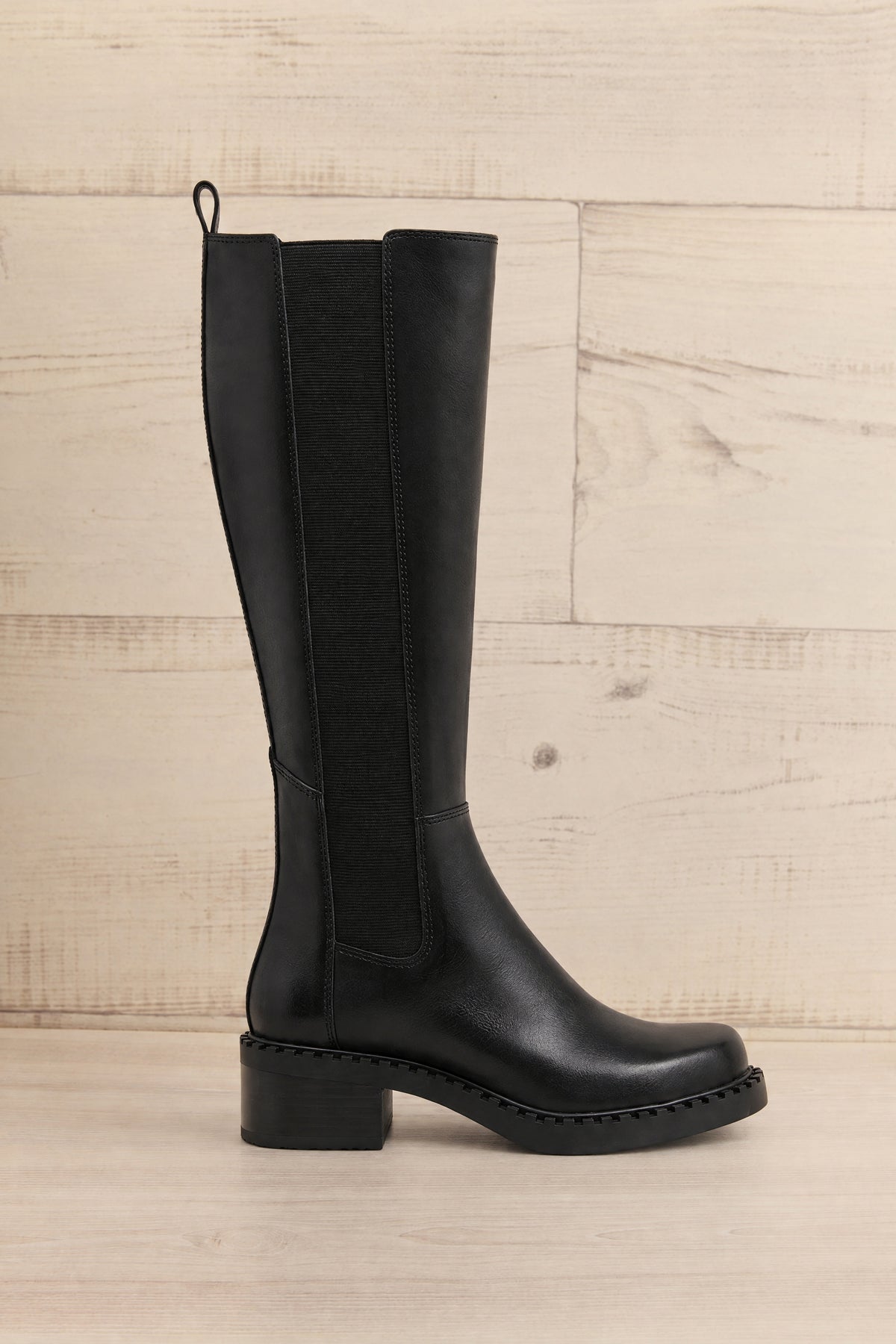Side view of Lamari Black Waterproof Knee-High Leather Boots from Dolce Vita at la petite garçonne in Montreal