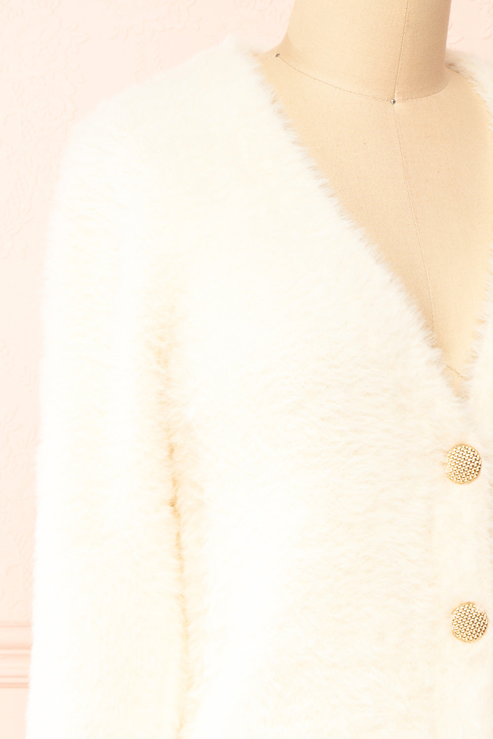 Leni Ivory Fuzzy Cardigan | Boutique 1861 side close-up