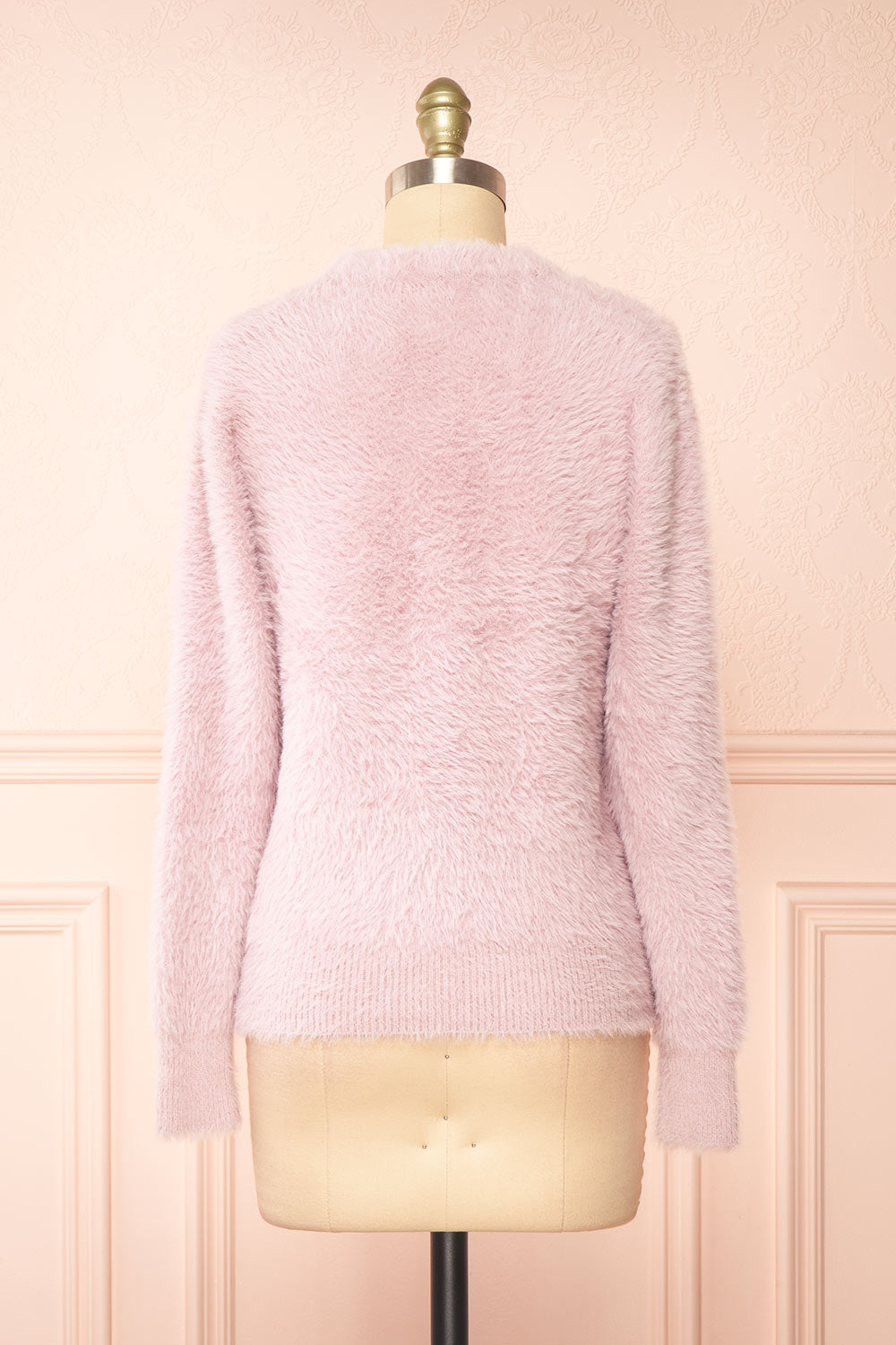 Leni Mauve Fuzzy Cardigan | La petite garçonne back view