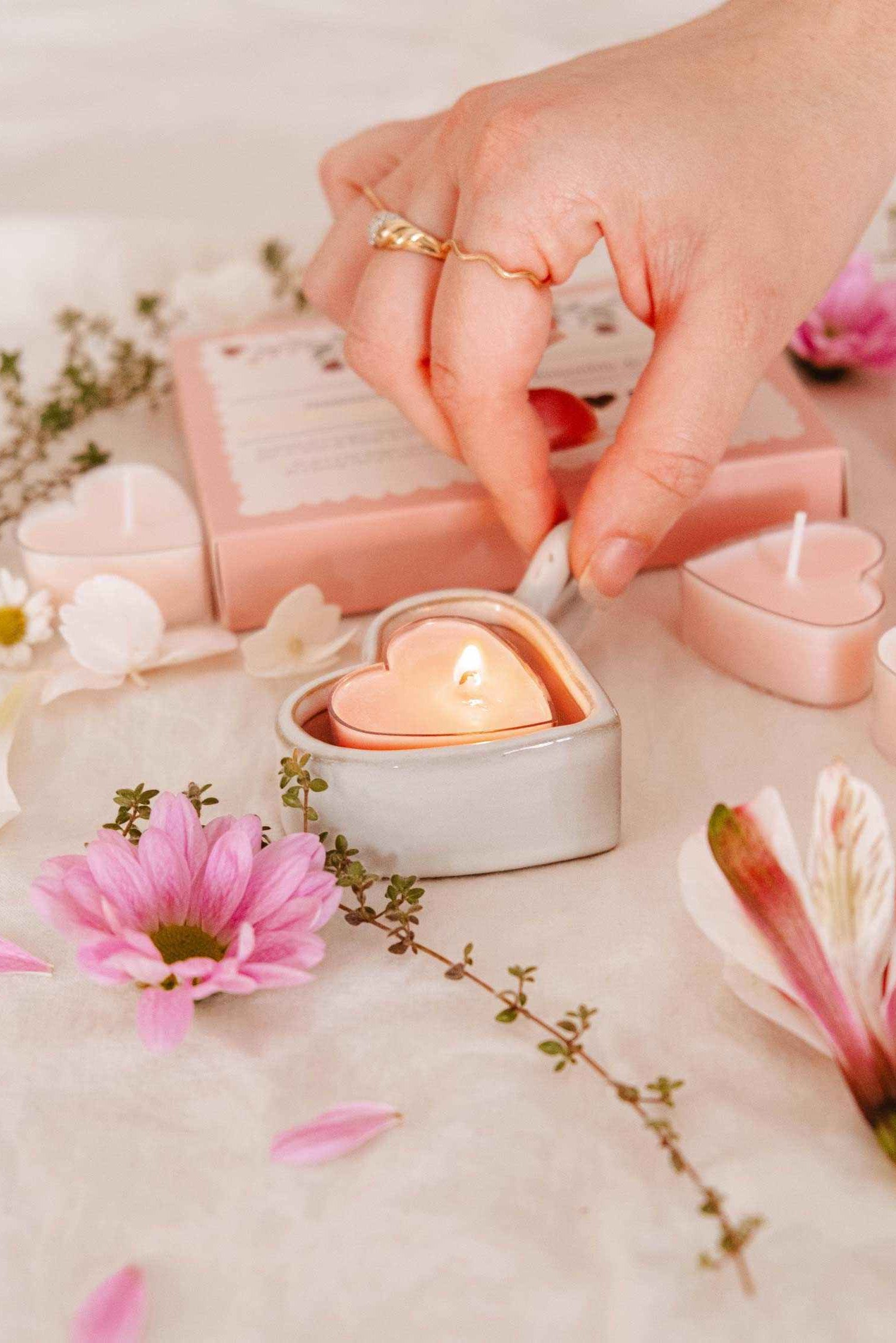 lifestyle view of Little Hearts Tealight Candles Kit at Maison garçonne