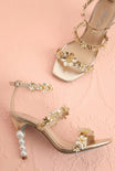 Topview Lorra Gold Floral Sandals with Pearl Heel from Betsey Johnson at boutique 1861