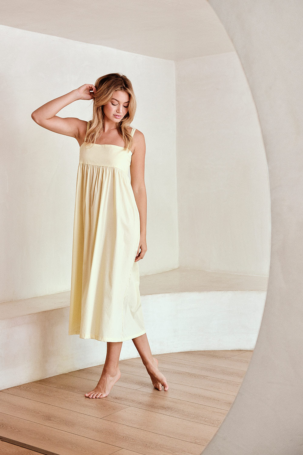 Luisa Yellow Midi Dress w/ Empire Waist