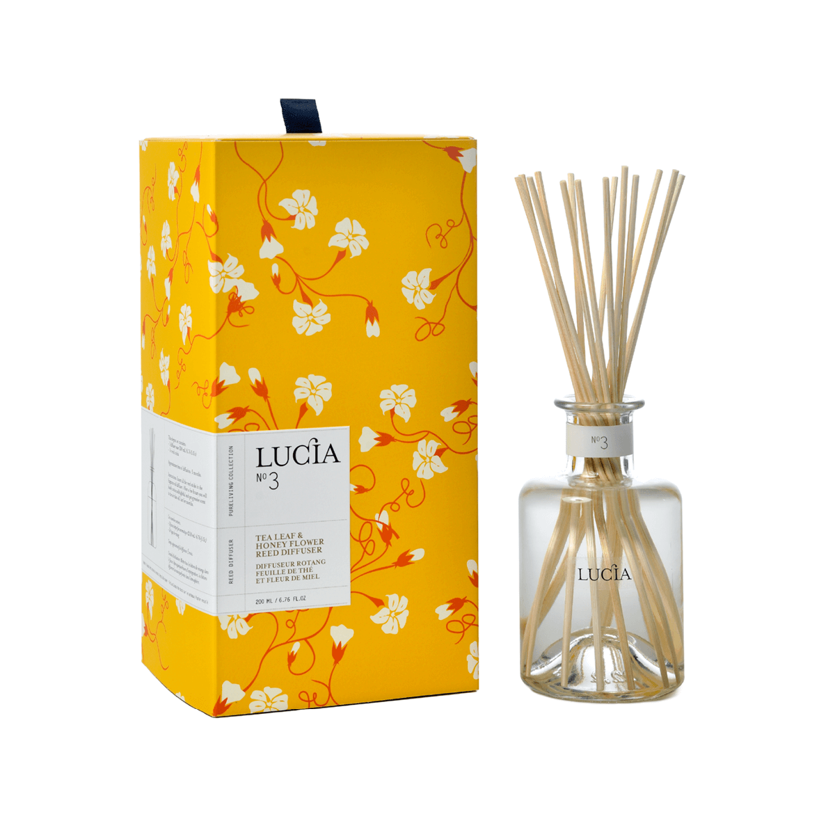 Tea Leaf and Honey Flower Reed Diffuser by Lucia | Maison garçonne brand