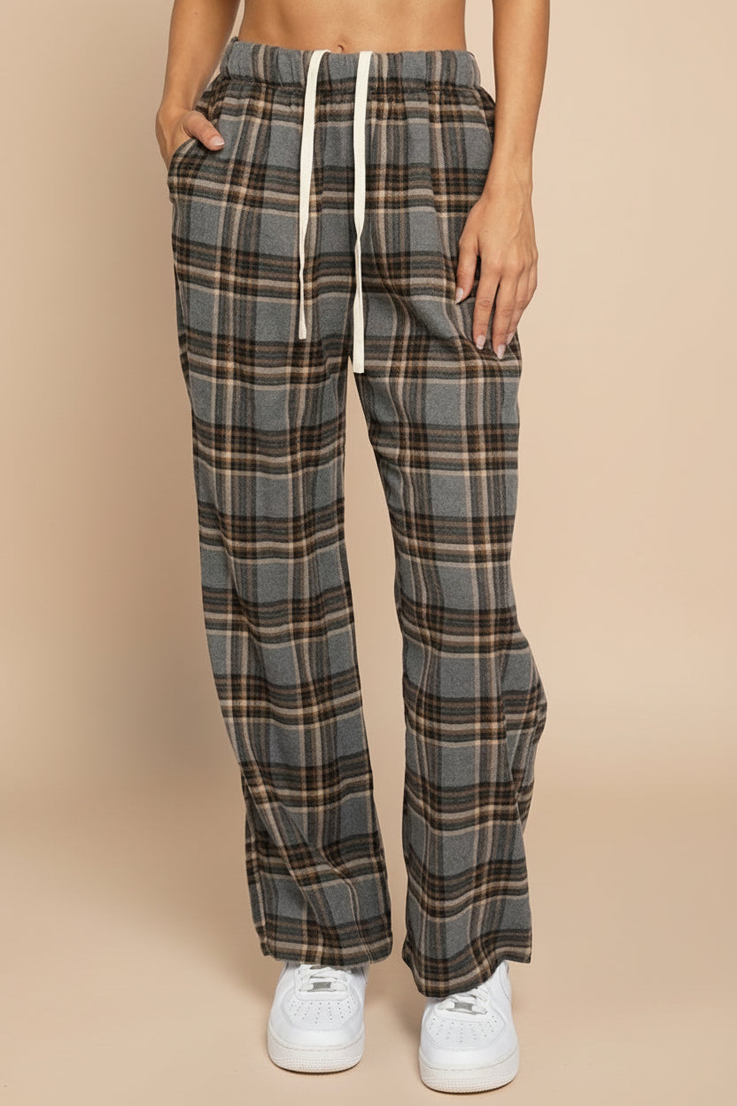Machermo Plaid Wide Leg Pants | La petite garçonne front model