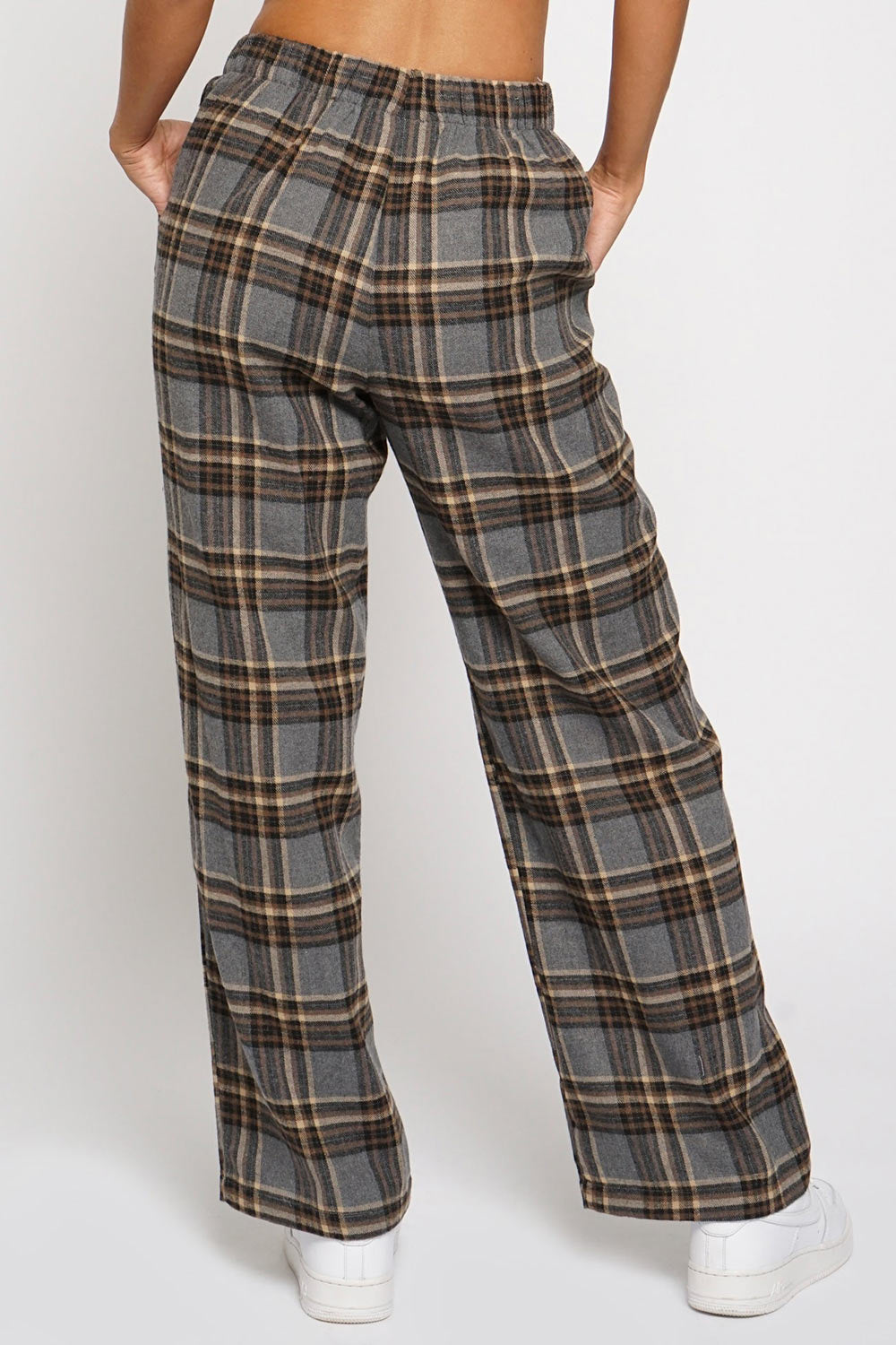 Machermo Plaid Wide Leg Pants | La petite garçonne back model