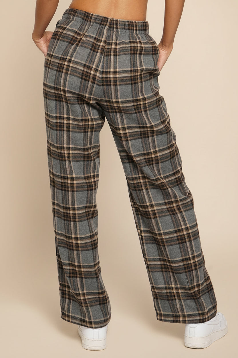 Machermo Plaid Wide Leg Pants | La petite garçonne back model