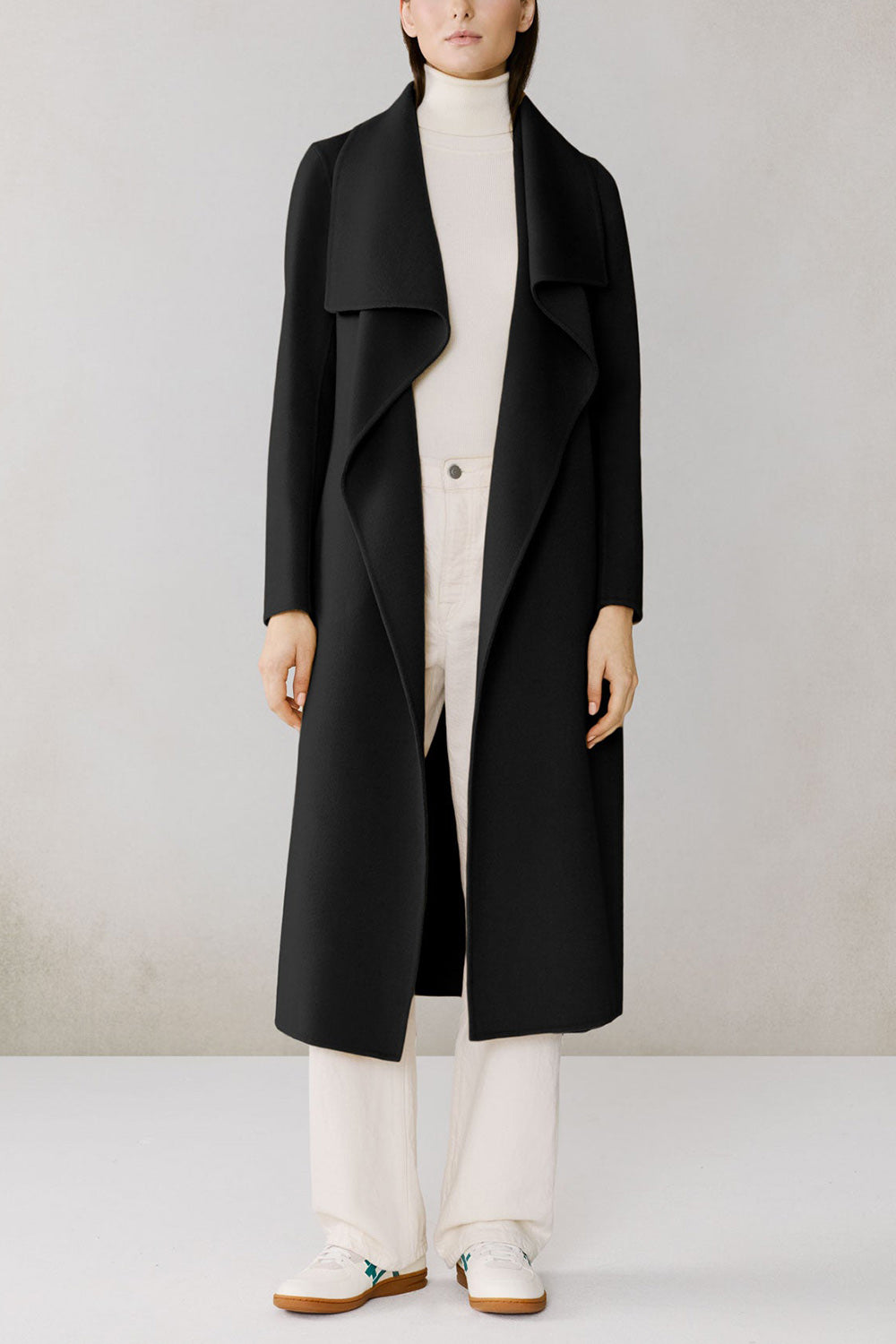 Marius Long Black Wool Coat | La petite garçonne open model