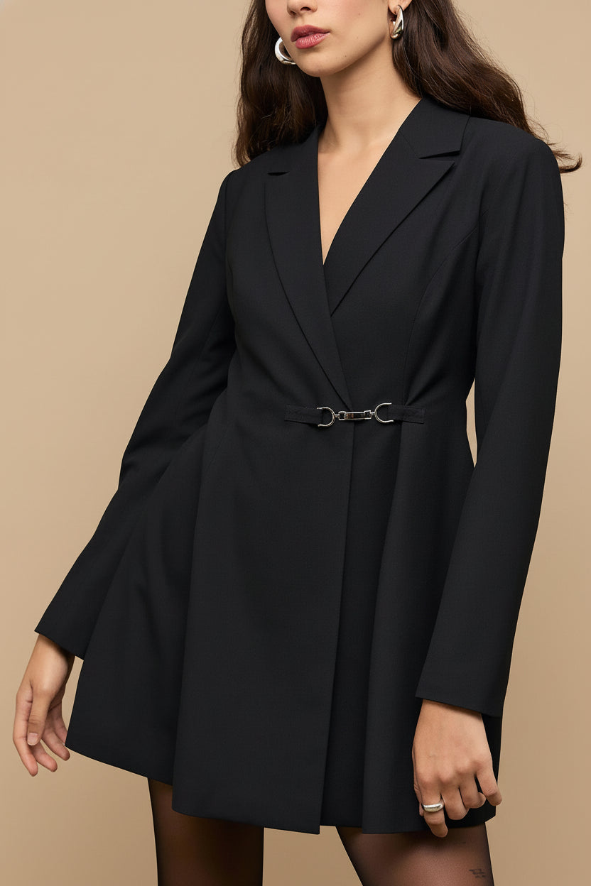 Mecheria Short Black Blazer Dress | La petite garçonne front model