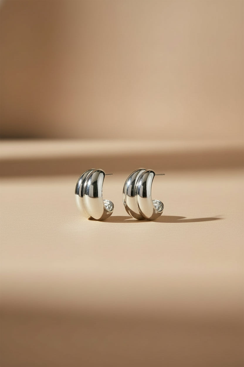 Mikko Silver | Chunky Half-Hoops Earrings by Pilgrim