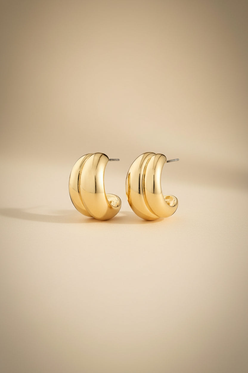 Mikko Gold | Chunky Half-Hoops Earrings by Pilgrim