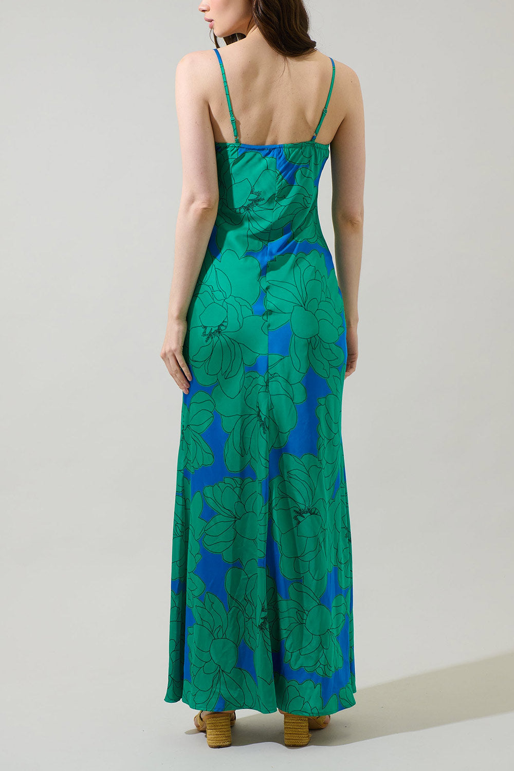 Morgany Long Green Floral Dress | Boutique 1861 back model