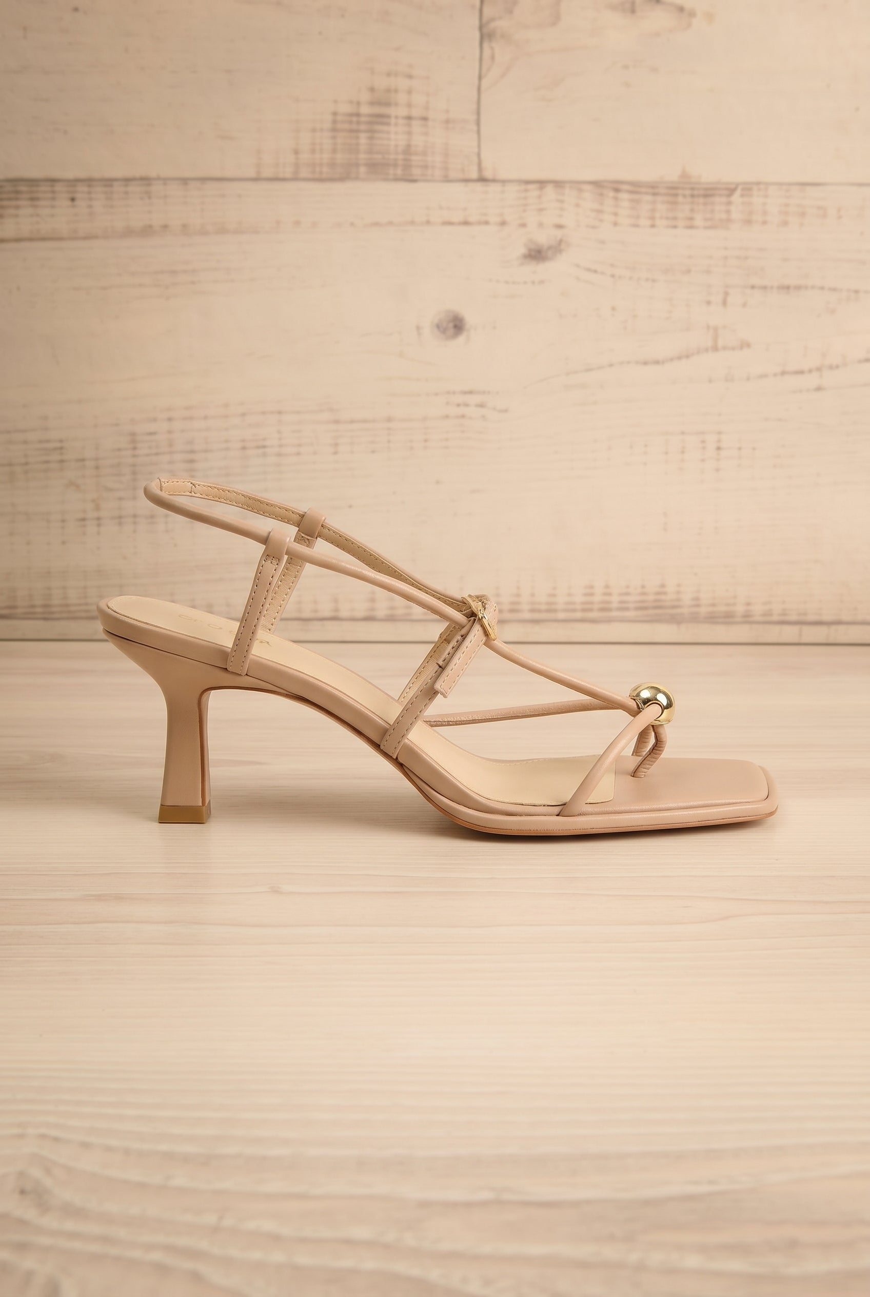 Sideview Mylee Brown Strappy Leather Sandals with Sculptural Heel by Dolce Vita at la petite garçonne