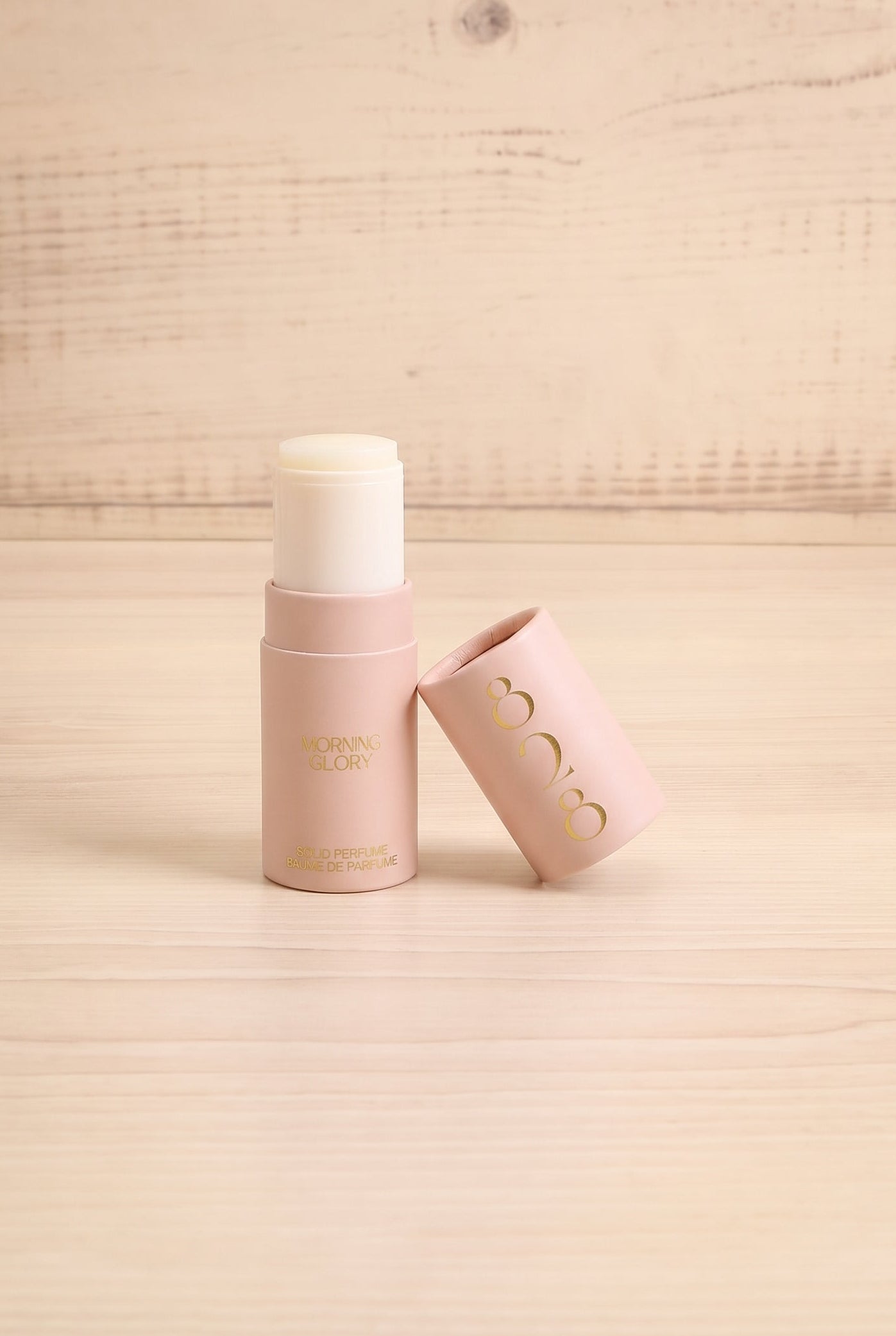 Front view of the Morning Glory solid perfume by 828 Aroma open, handmade in Canada and available at Maison Garçonne.