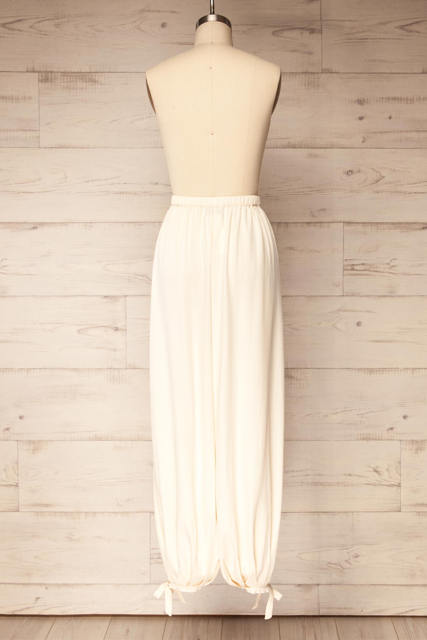 Mumbai Beige Parachute Pants with Ankle Bows | La petite garçonne BACK VIEW