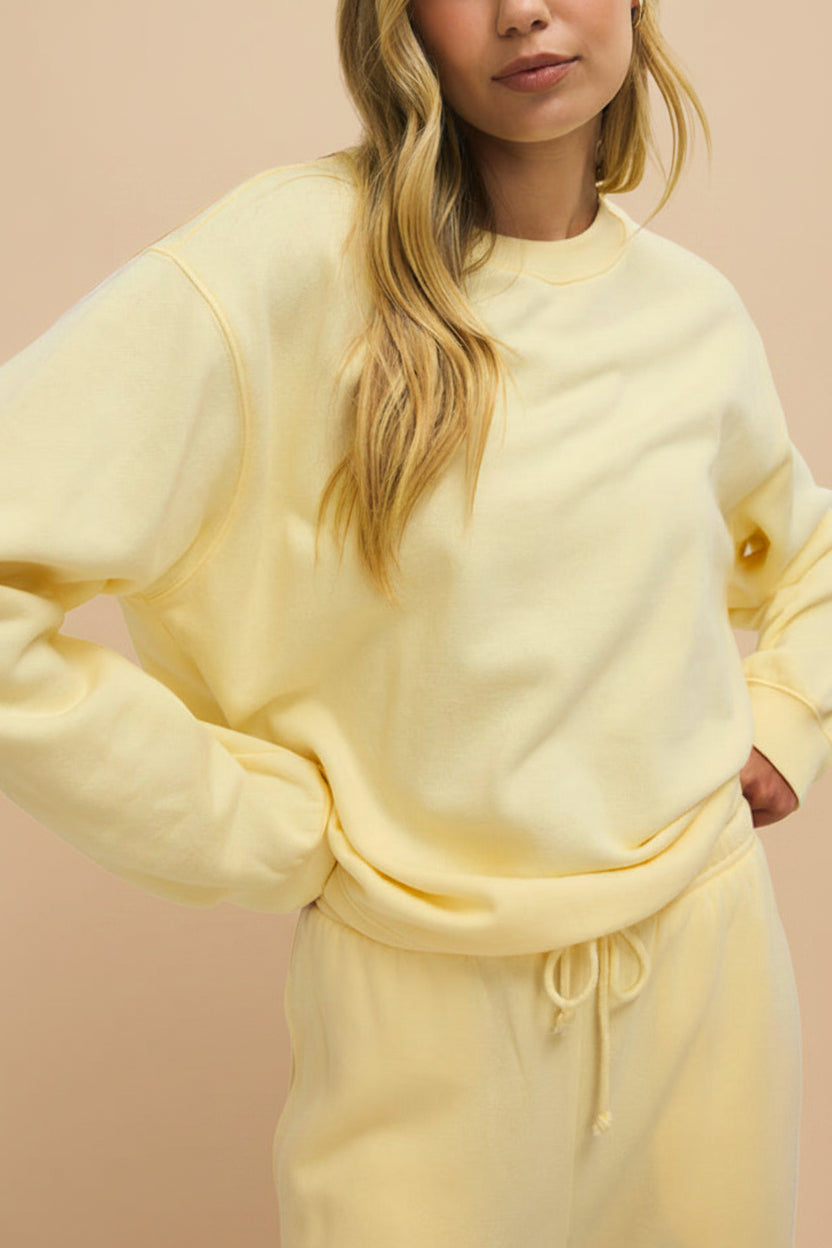 woman wearing Nesna Yellow Oversized Sweatshirt from La petite garçonne