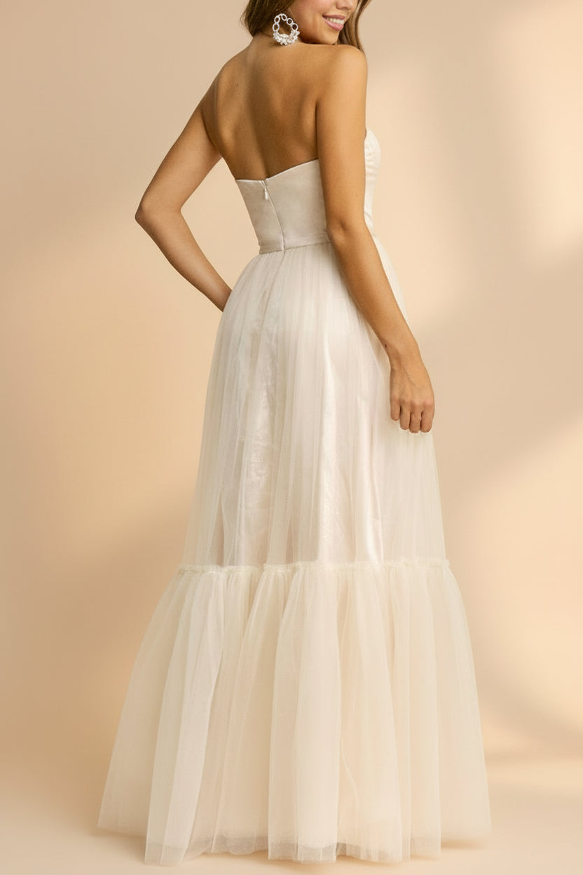 Nicola Champagne | Robe Maxi Corset Sans Bretelles