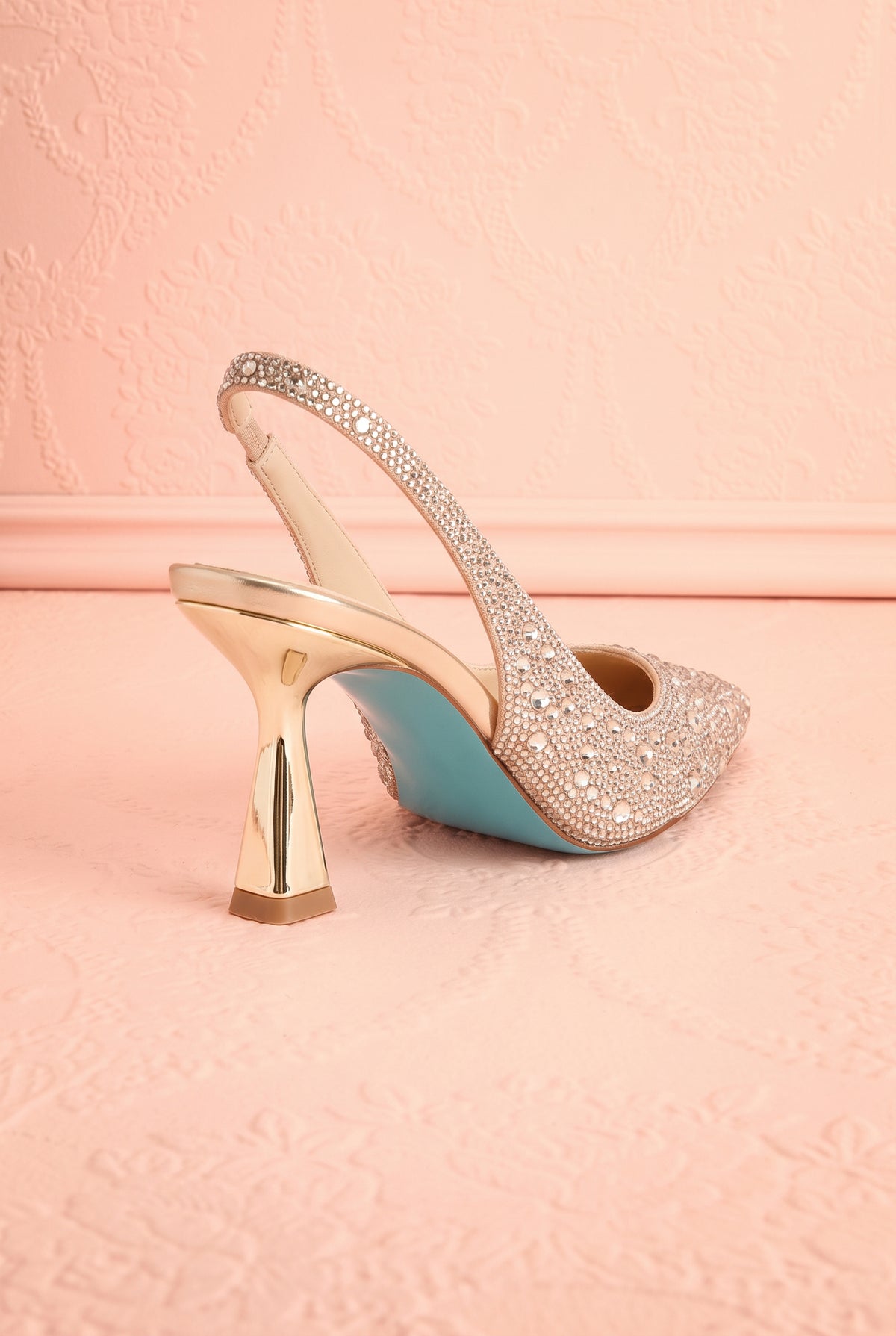 Nadyna Or | Talons Hauts à Bride avec Strass