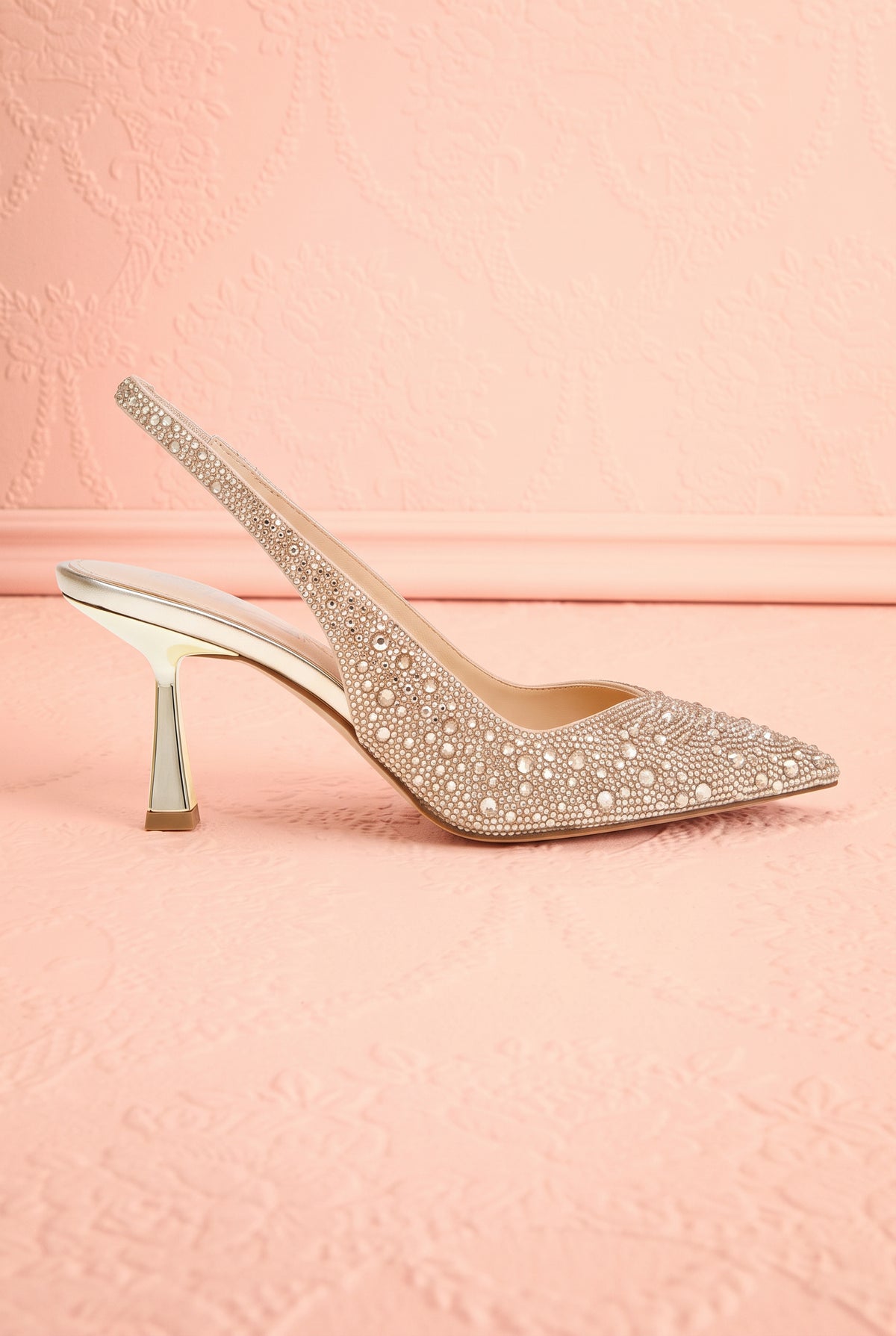 Nadyna Or | Talons Hauts à Bride avec Strass