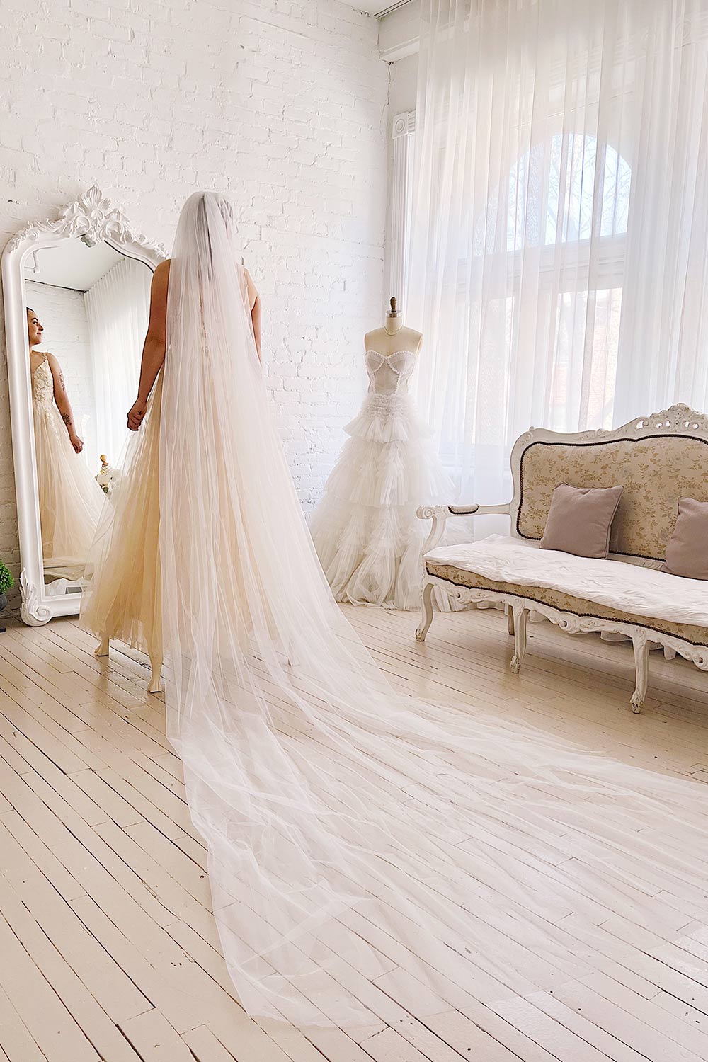 Naima Ivory Layered Bridal Veil | Boudoir 1861 view model view