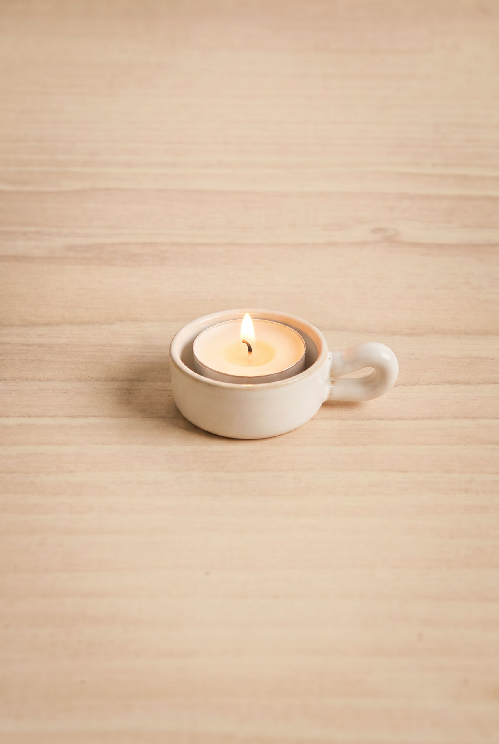 Tealight Holder | Handcrafted Beige Ceramic