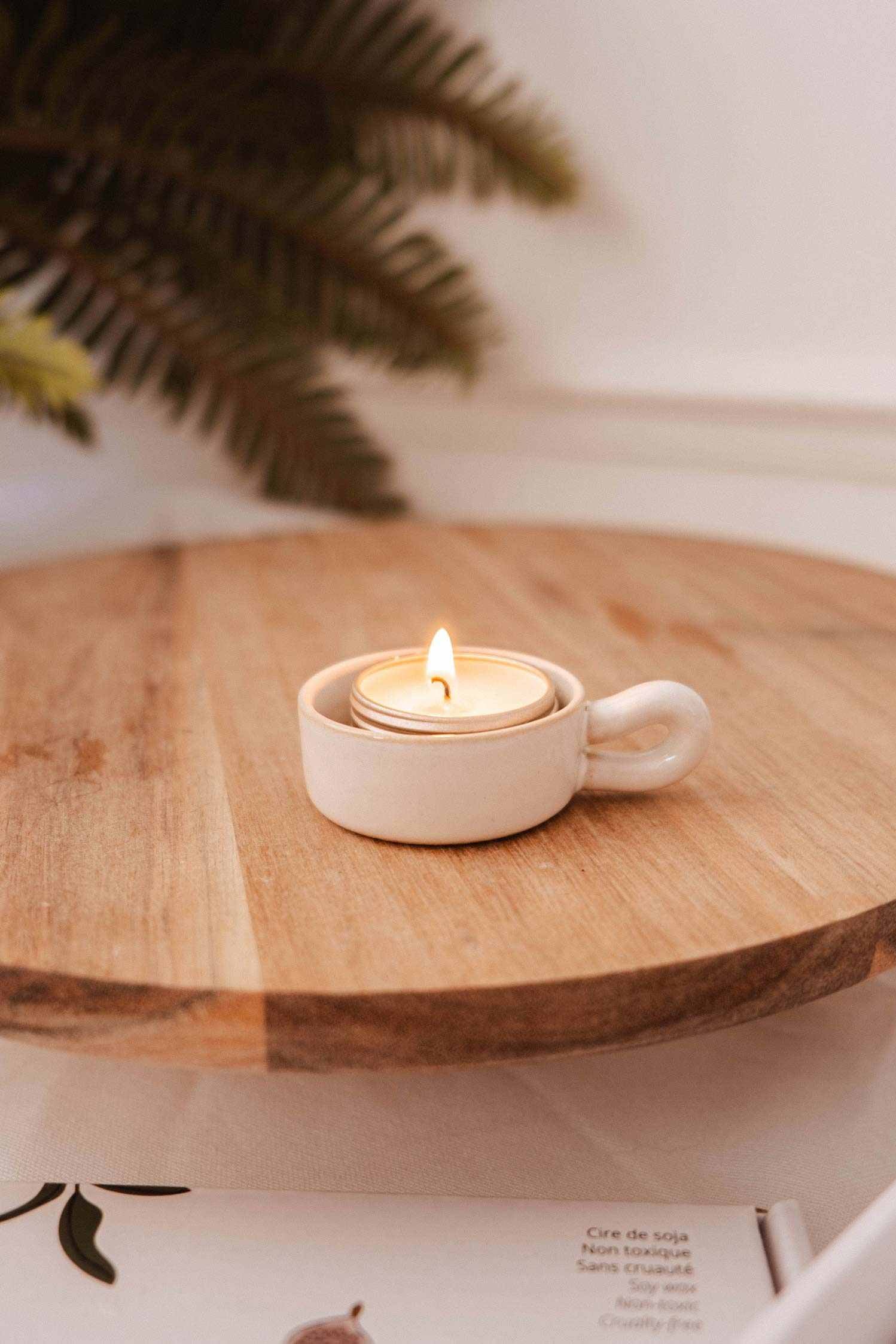 Tealight Holder | Handcrafted Beige Ceramic