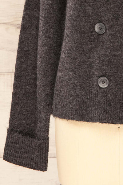 Perceval Grey Double-Breasted Knit Cardigan | La petite garçonne sleeve