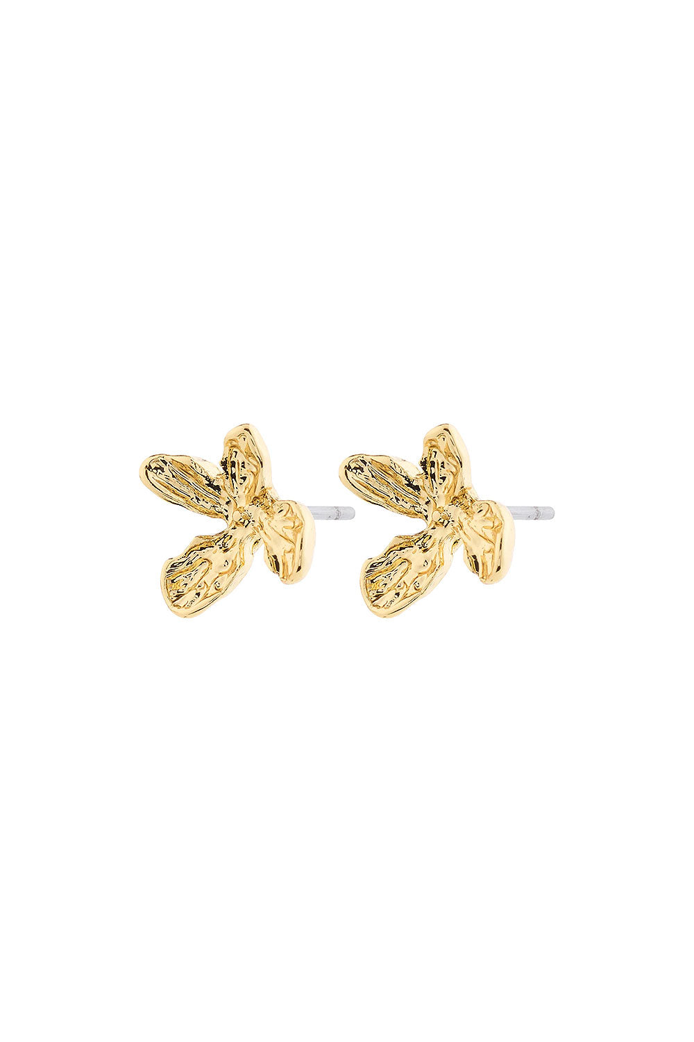 Close-up of AGLAIA, a gold flower-shaped earring from Pilgrim La petite garçonne Montreal