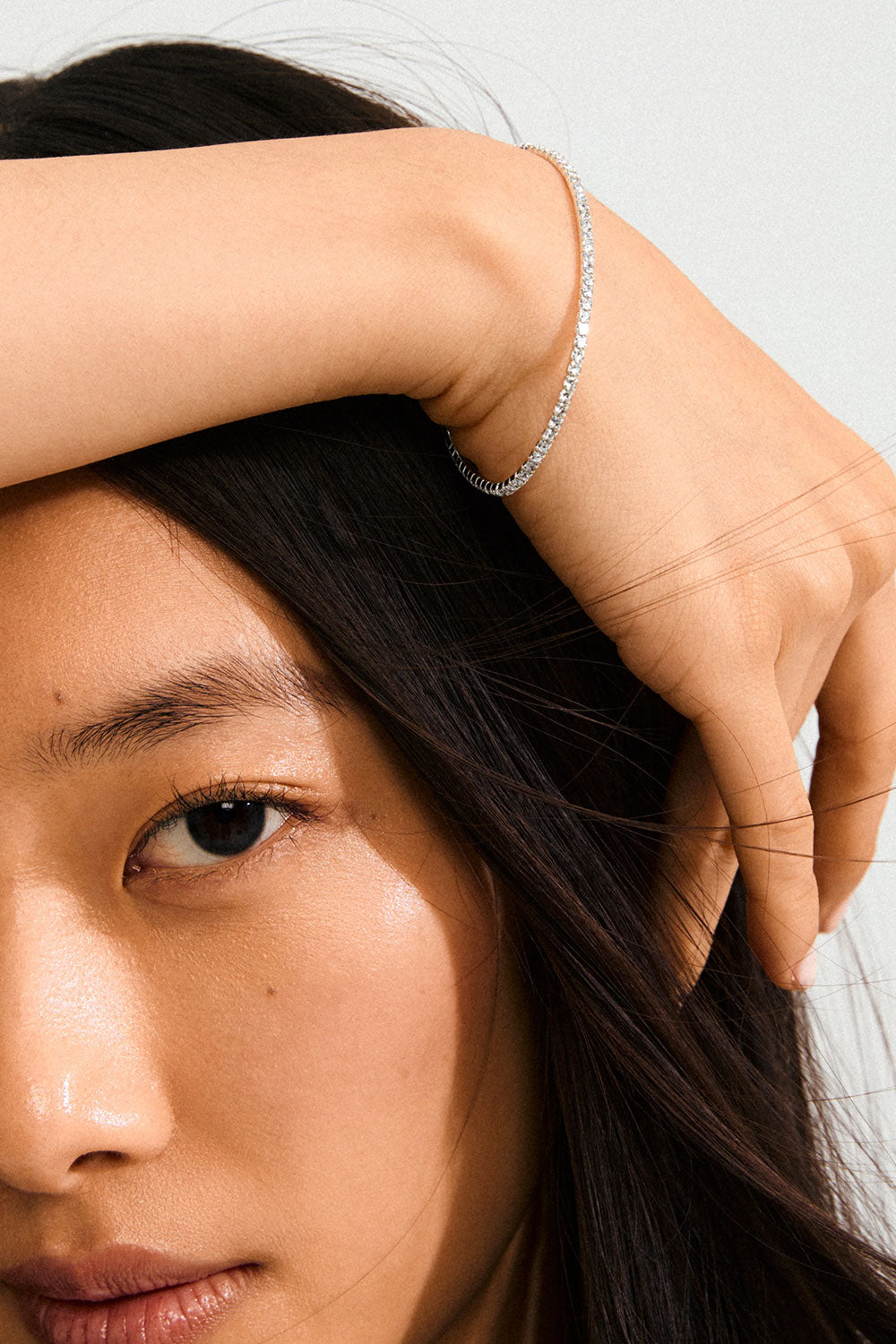 Photo of a woman wearing a Silver bracelet ARASH from Pilgrim available at La petite garçonne in Montreal