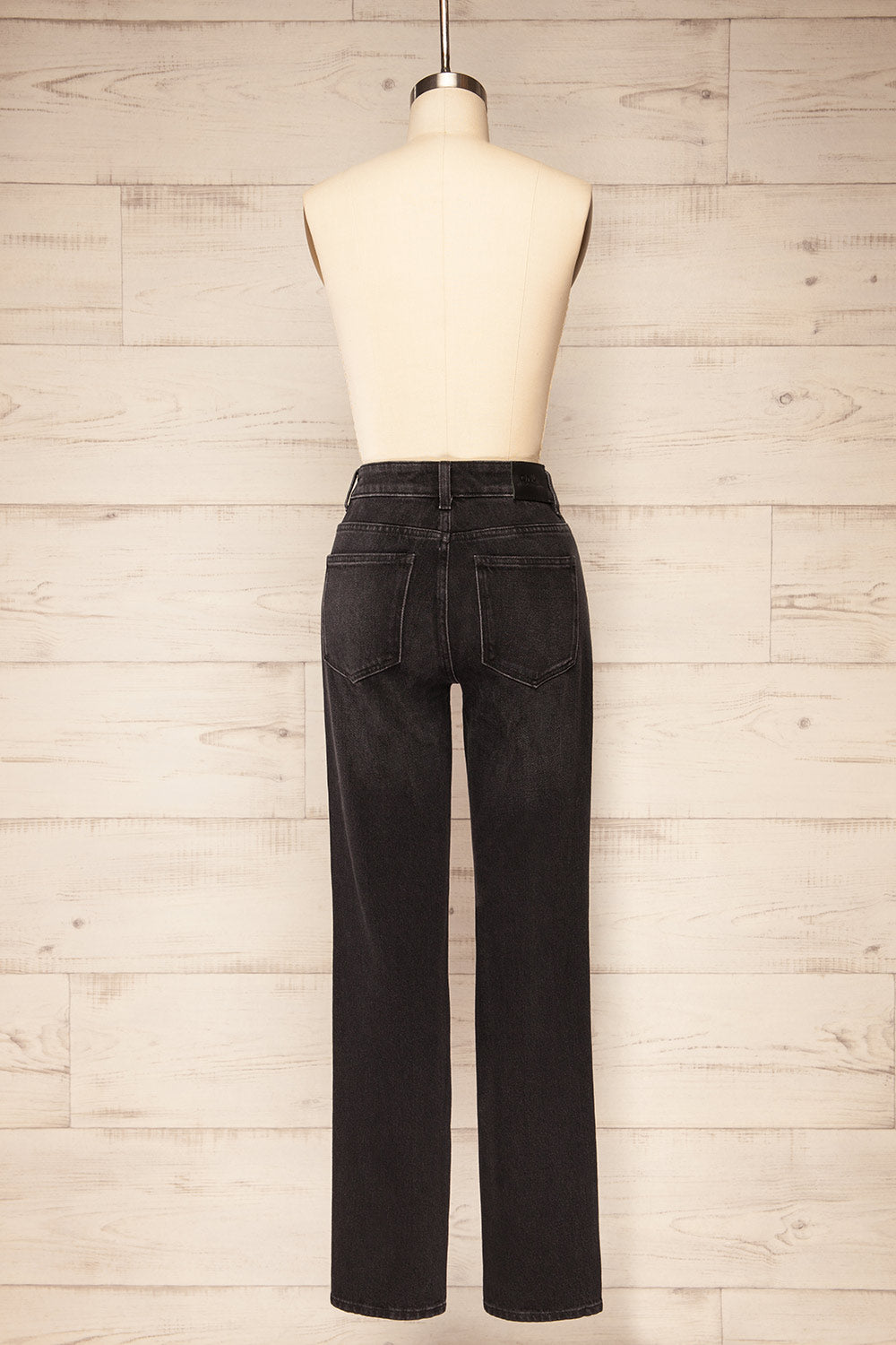 Pleven Black High-Waisted Straight Leg Jeans | La petite garçonne back view