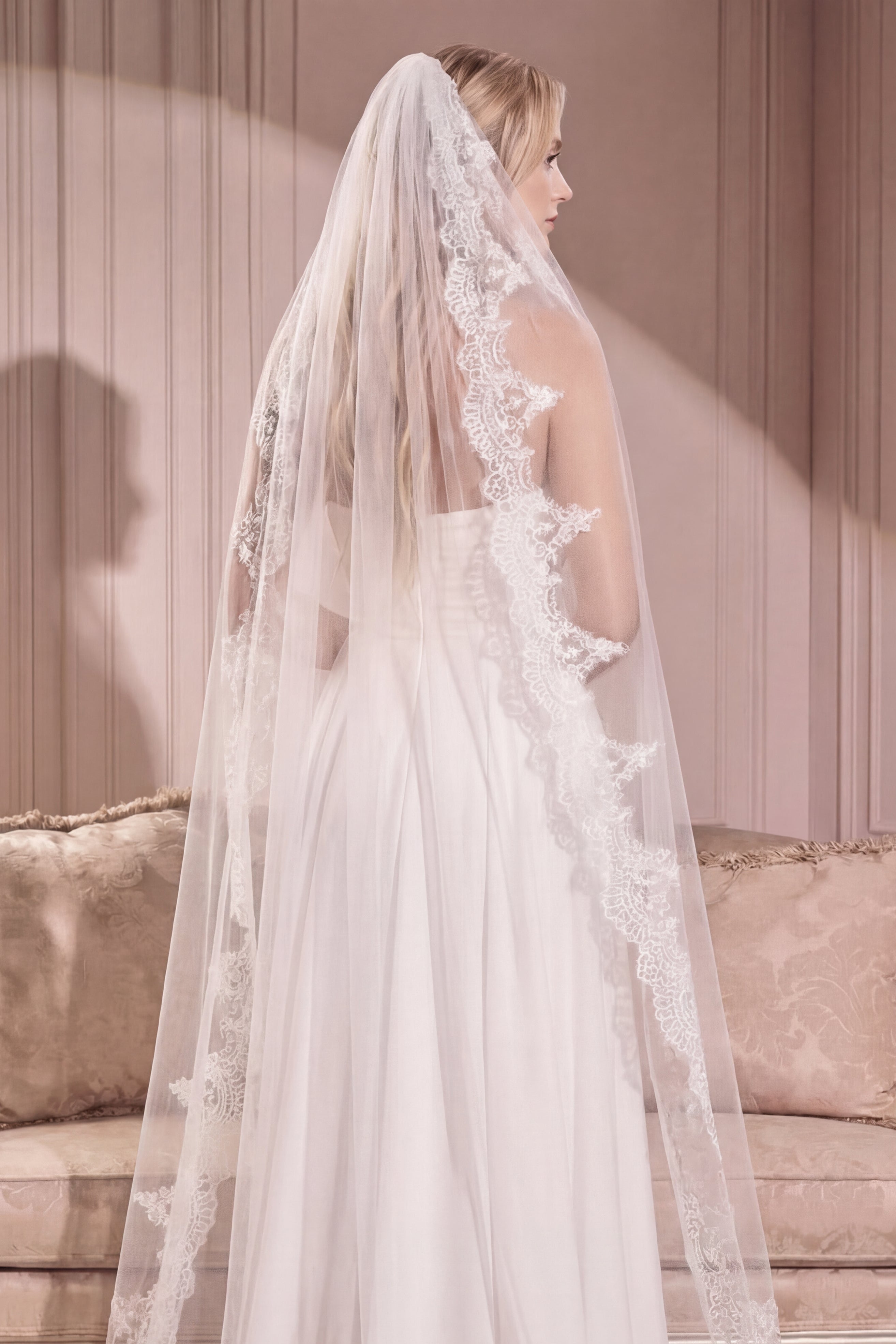 Polaris White Tulle Wedding Veil with Lace | Boudoir 1861