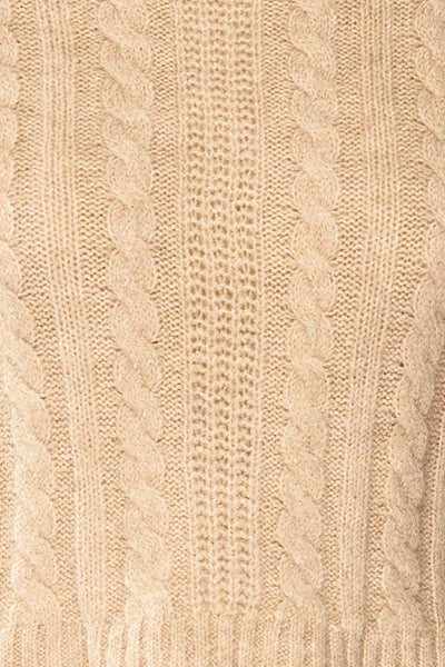 Pulborough Beige Cropped Turtleneck Sweater | La petite garçonne fabric