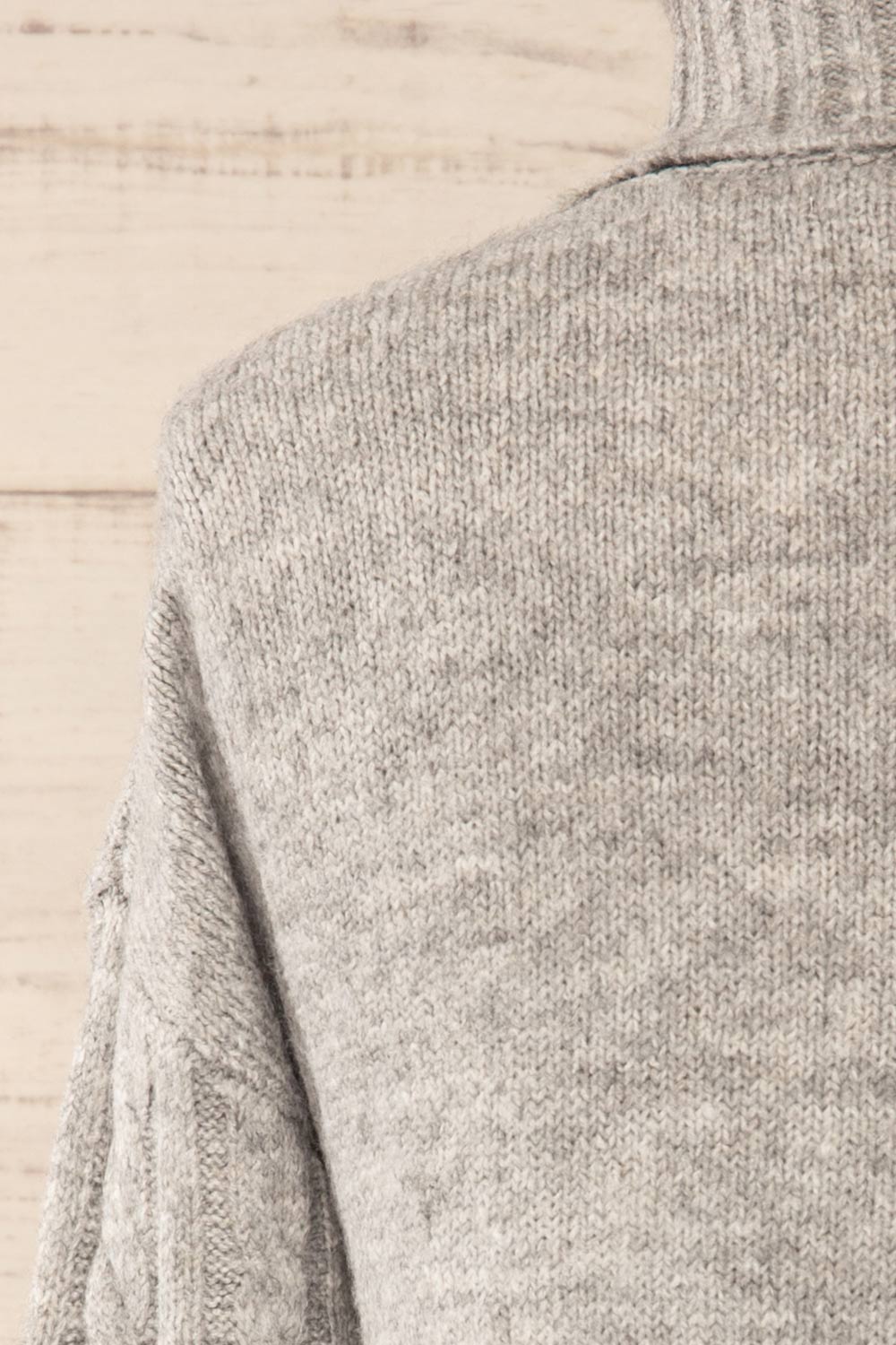 Pulborough Grey Cropped Turtleneck Sweater | La petite garçonne back close-up