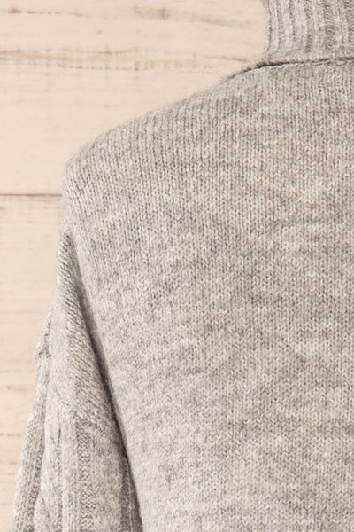 Pulborough Grey Cropped Turtleneck Sweater | La petite garçonne  back close-up