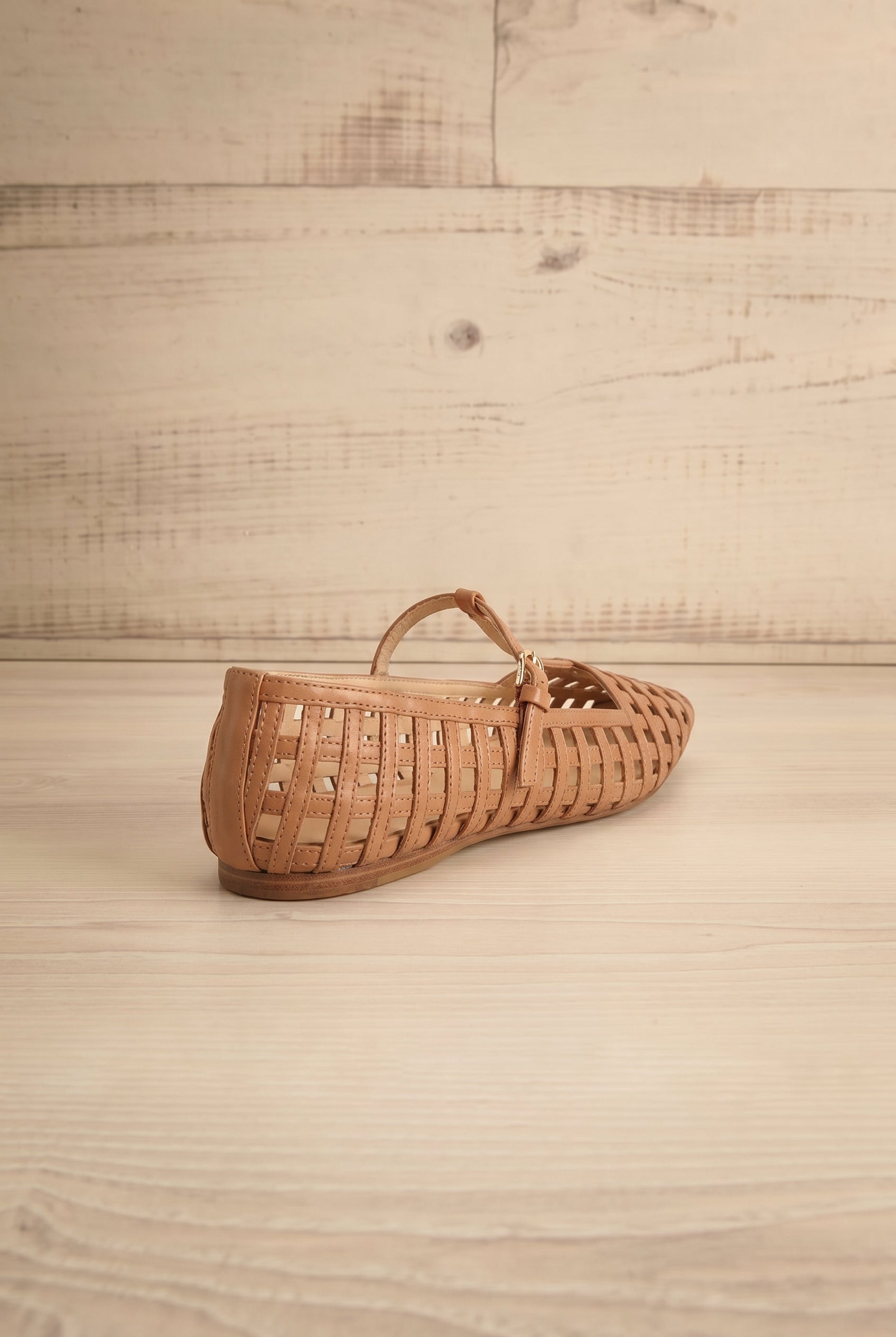 Back Dolce Vita Rains Brown Woven T-Strap Ballet Flats at la petite garçonne