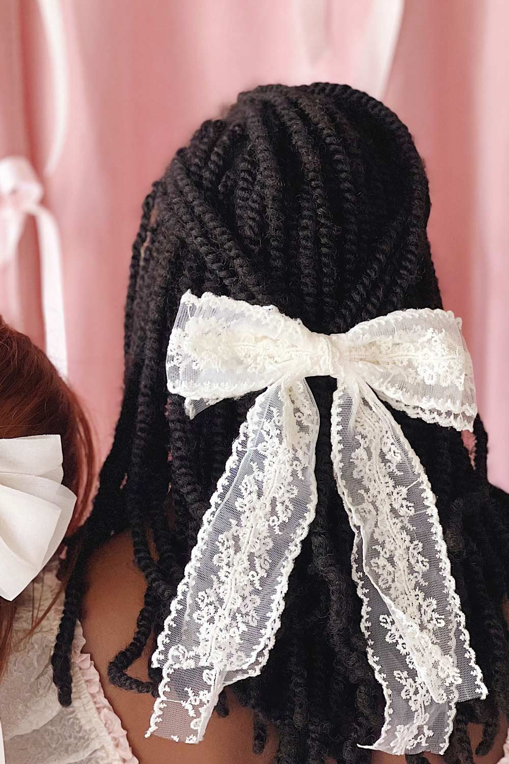 Minha | Ivory Mesh Bow Barrette w/ Embroidery- Boutique 1861 on model