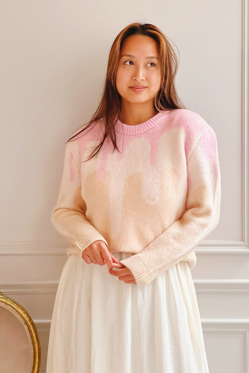 Amapola | Drip Pattern Knit Sweater- Boutique 1861 on model