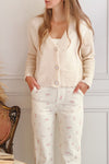 Elarisse Ivory | Knit Cardigan w/ Heart Buttons-Boutique 1861 on model