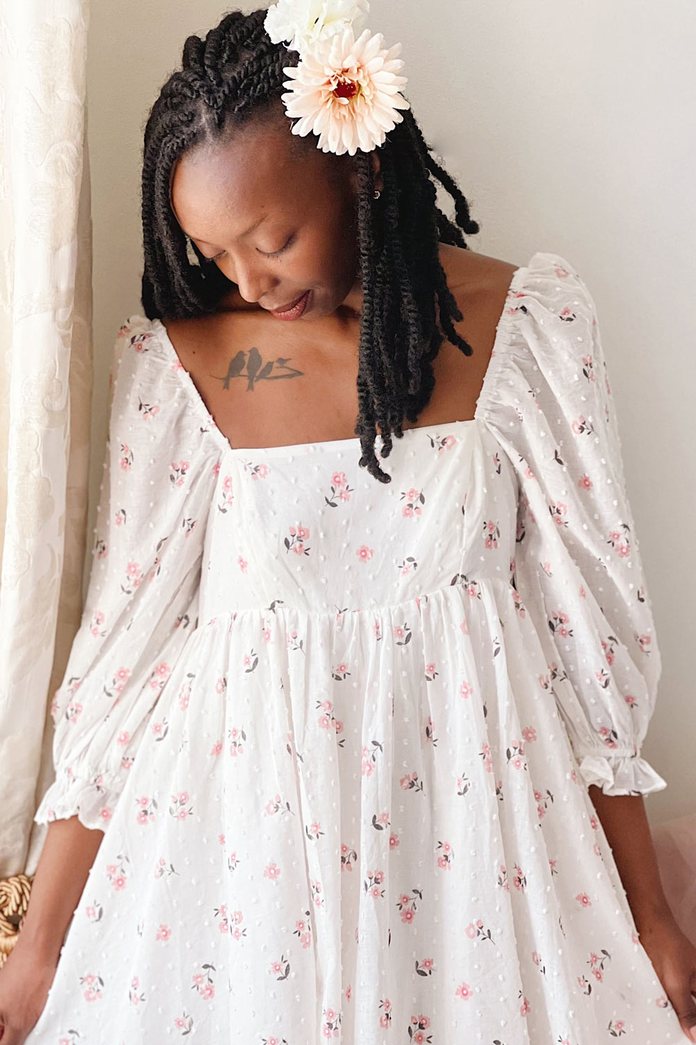 Melera | Short Floral Babydoll Dress- boutique 1861 on model