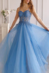 Penelope Blue | Sparkling Tulle Maxi Dress-Boutique 1861 on model twirl