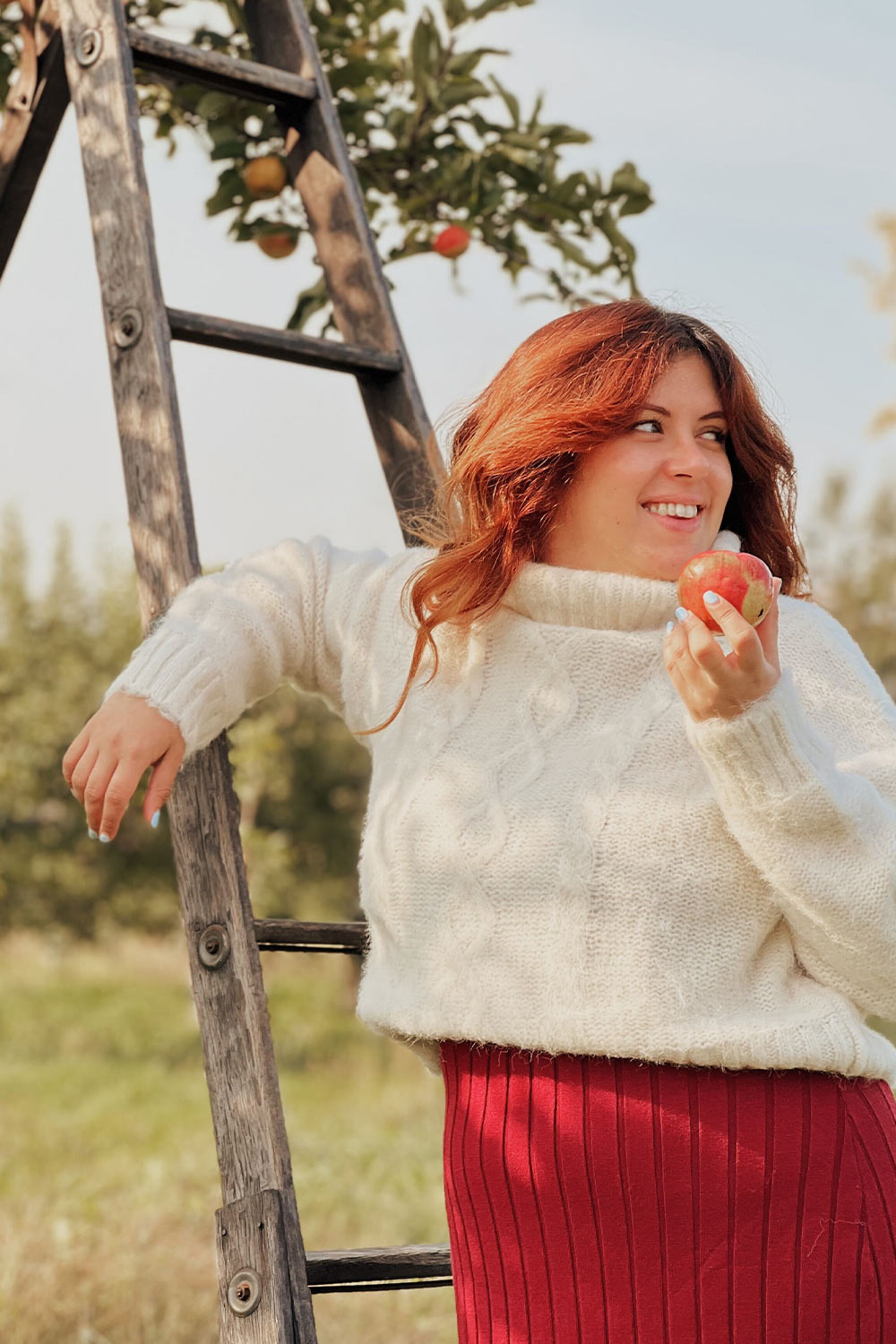 Seattle Ivory | Fuzzy Knit Turtleneck Sweater -Boutique 1861 on model