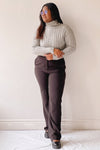 Pulborough Grey Cropped Turtleneck Sweater | La petite garçonne model