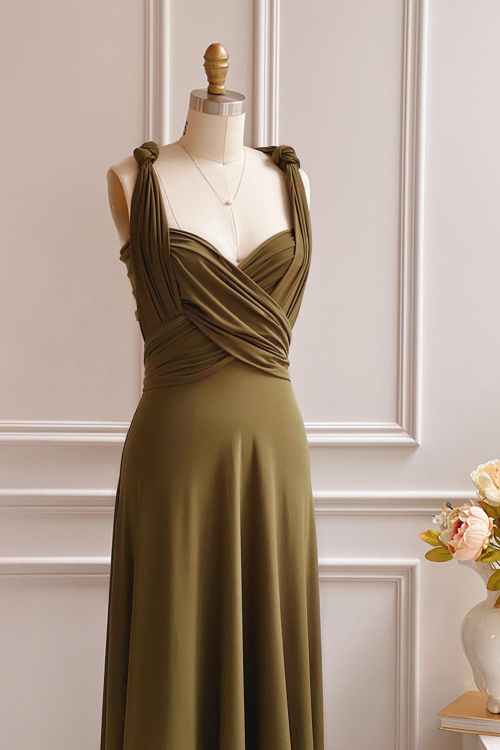 Violaine Khaki | Convertible Maxi Dress