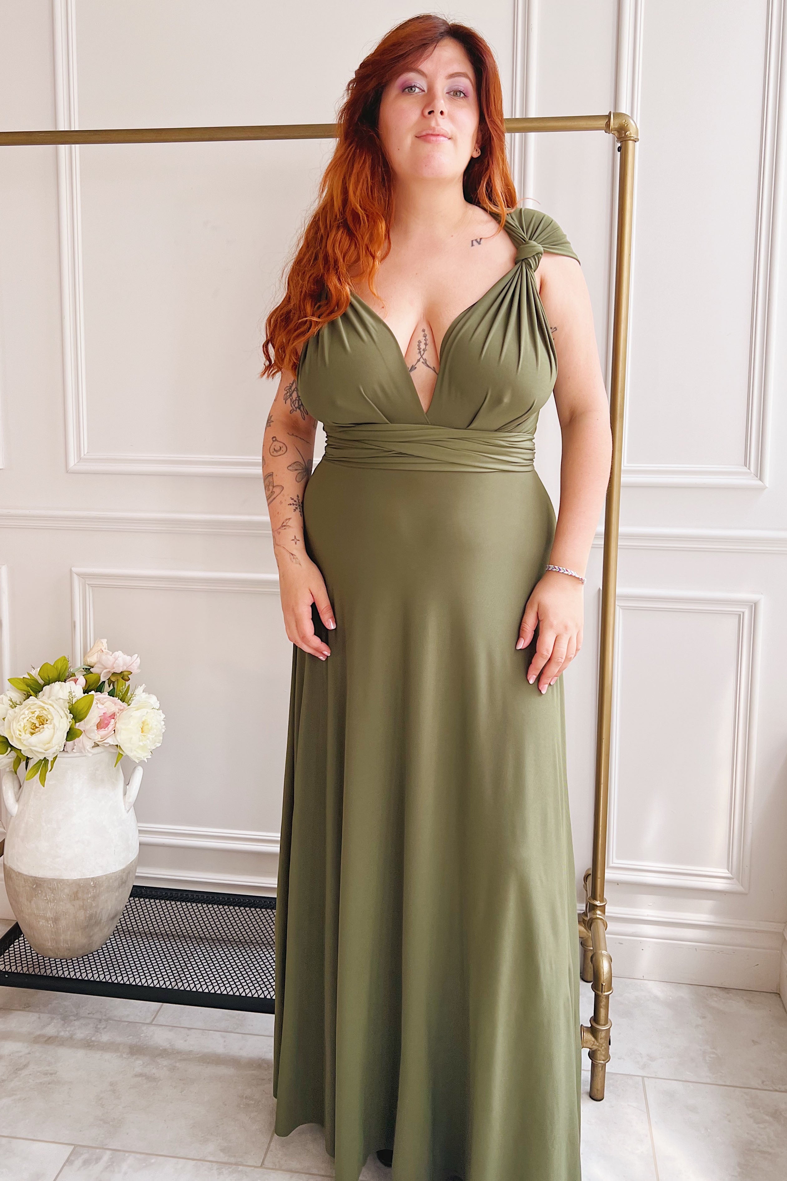 Violaine Khaki | Convertible Maxi Dress