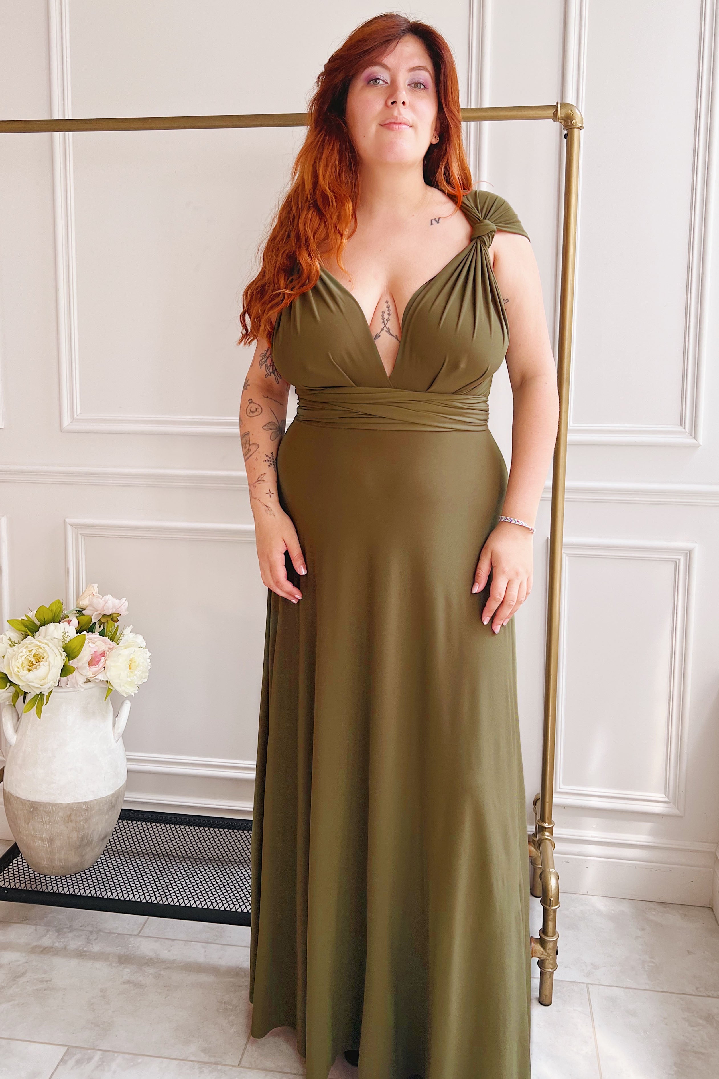 Violaine Khaki | Convertible Maxi Dress